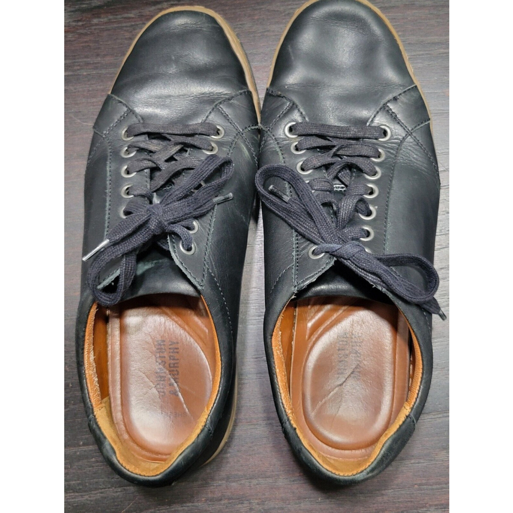 Johnston & Murphy Mens Leather Sneakers Fenton Shoes Lace-Up Size 8.5 Black